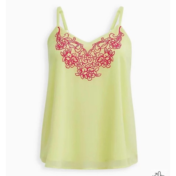 TORRID WOMEN'S SOPHIE CAMI- CHIFFON EMBROIDERED LIME GREEN SIZE 5X NWT - Picture 5 of 9